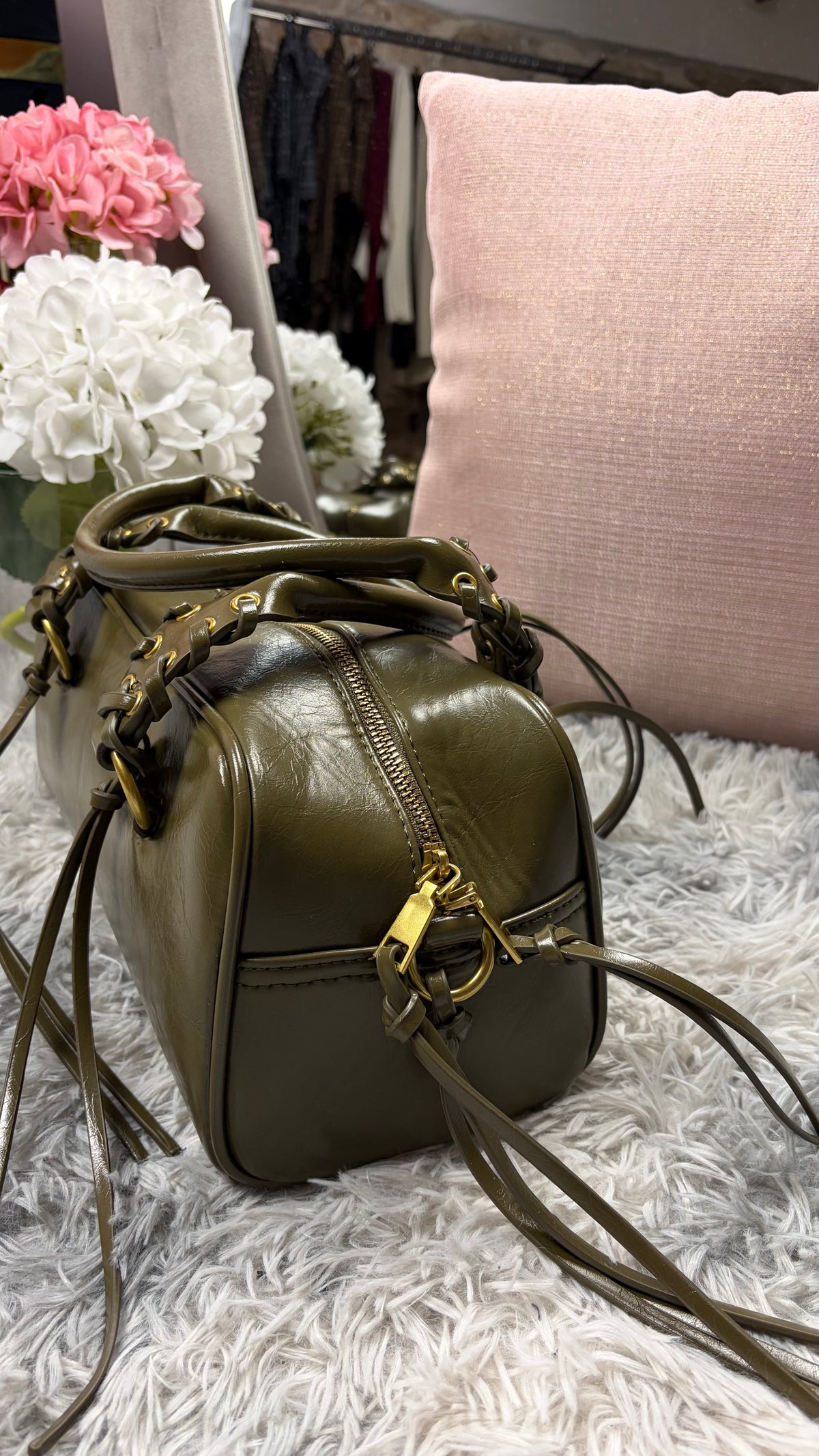 Borsa Olivia verde a bauletto - foto 4