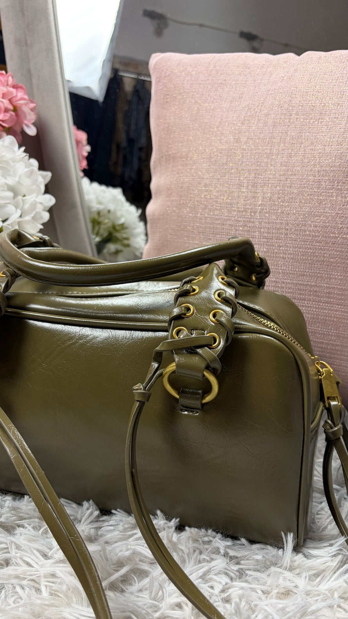 Borsa Olivia verde a bauletto - foto 2