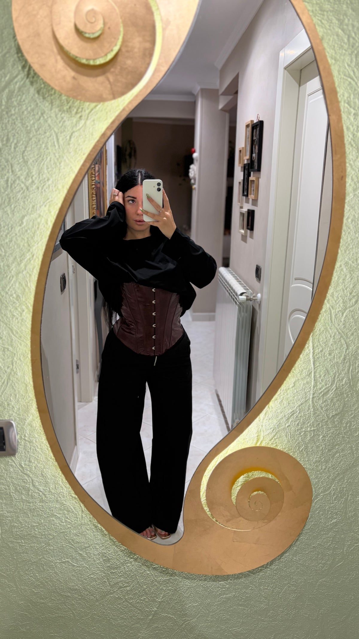 Pantaloni wide leg a vita alta con cerniera frontale - foto 3