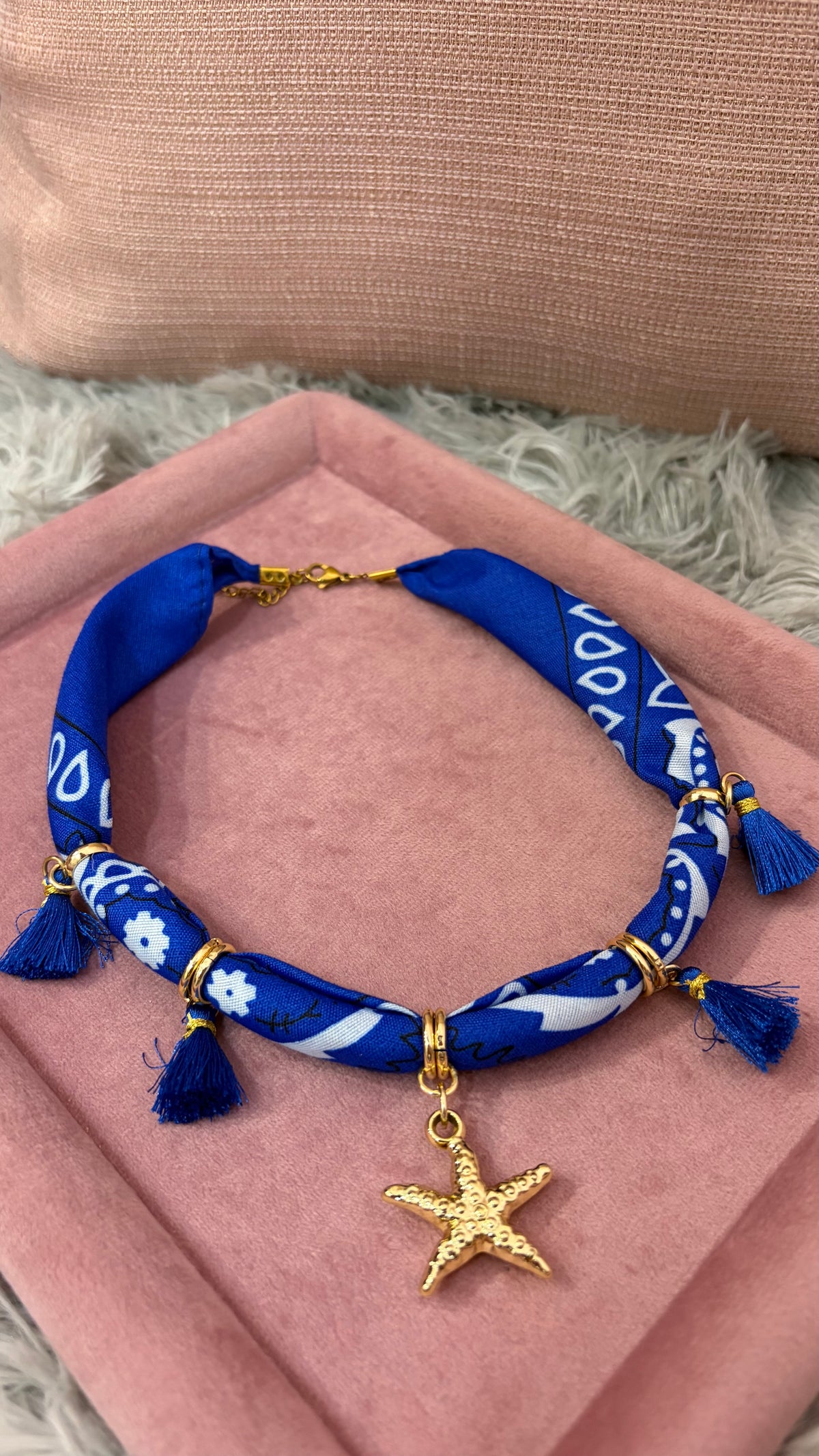 Collana choker foulard con ciondolo stella marina - foto 2