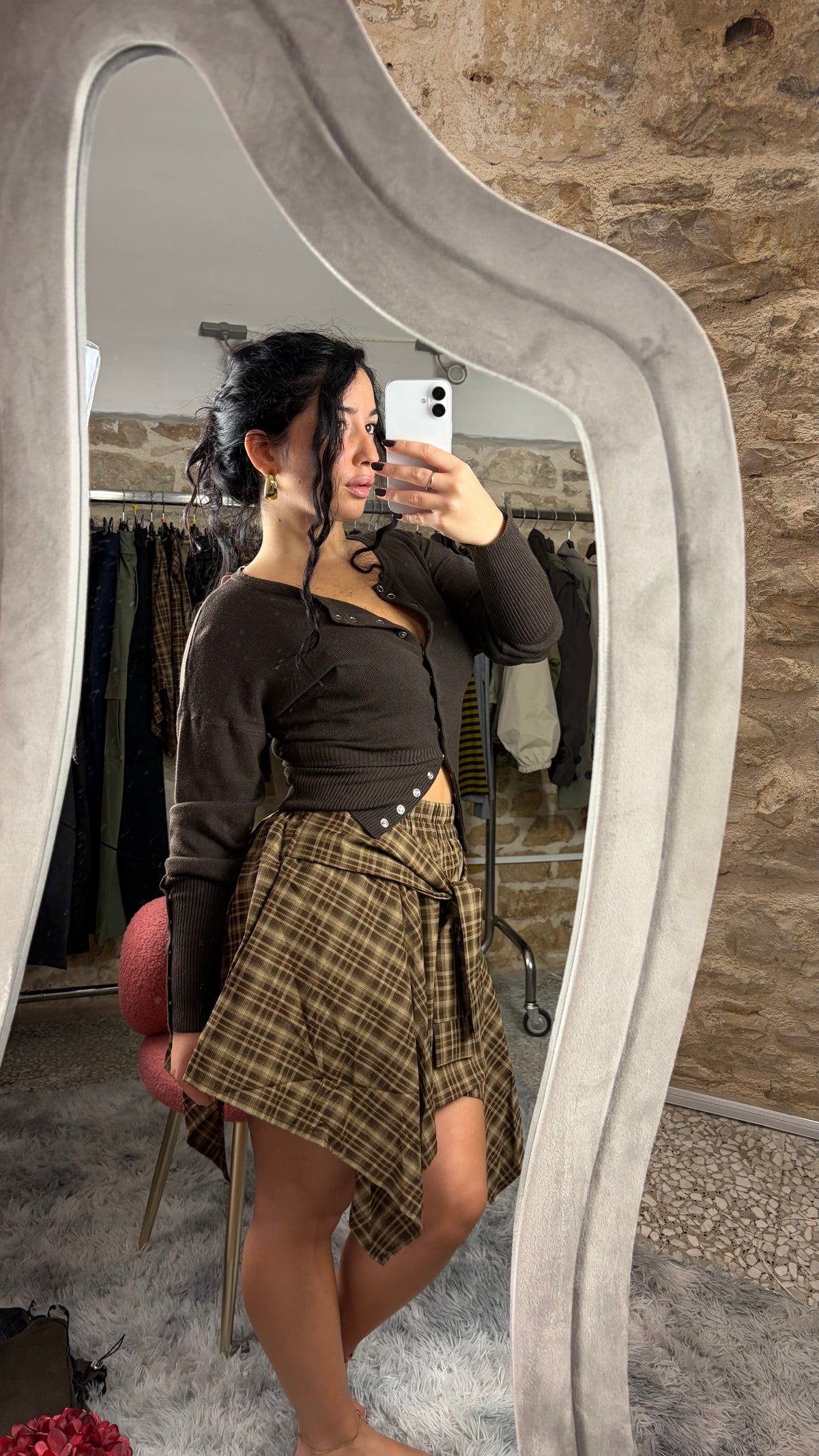 Gonna pantalone asimmetrica a quadri - foto 1