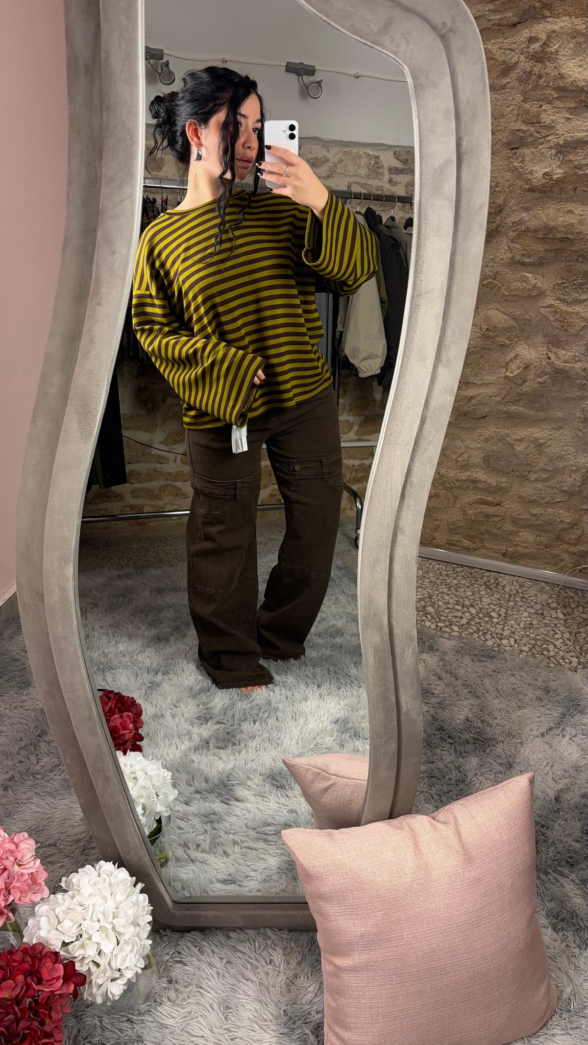Maglia oversize a righe a manica lunga - foto 1