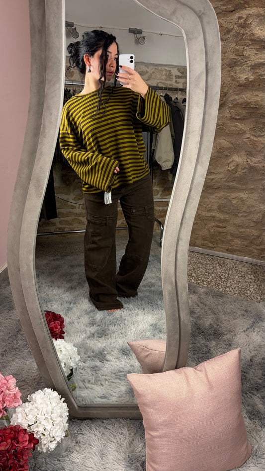 Maglia oversize a righe a manica lunga - foto 1