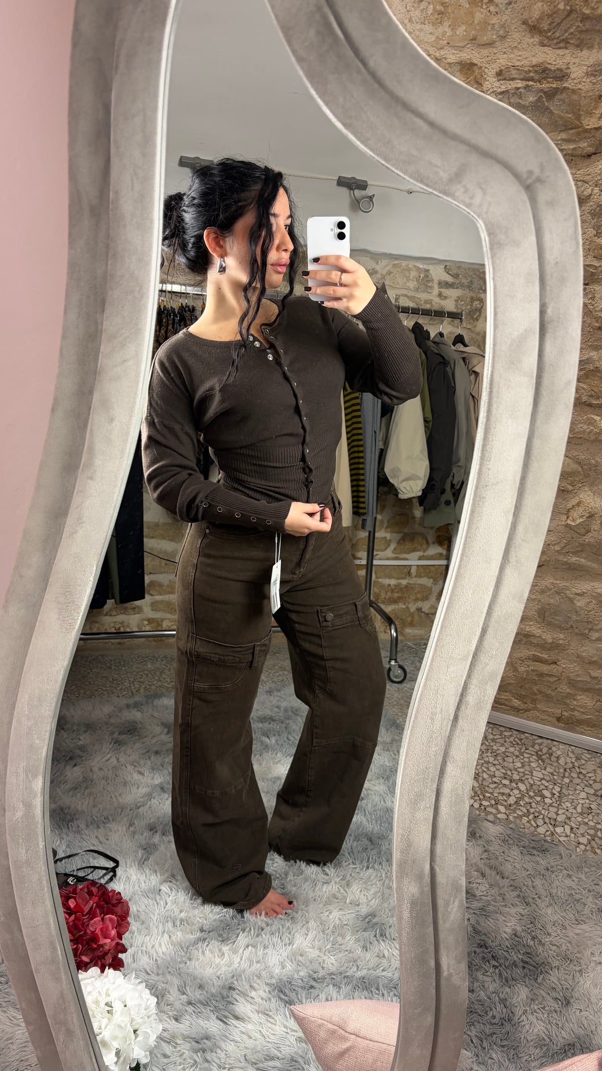Maglioncino 2 in 1 in viscosa, cardigan con bottoni - foto 3