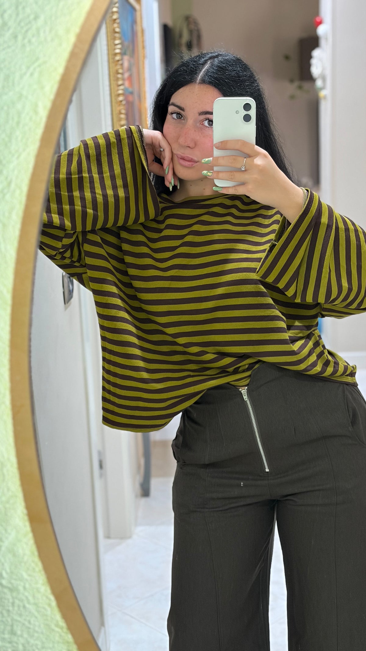 Maglia oversize a righe a manica lunga - foto 2