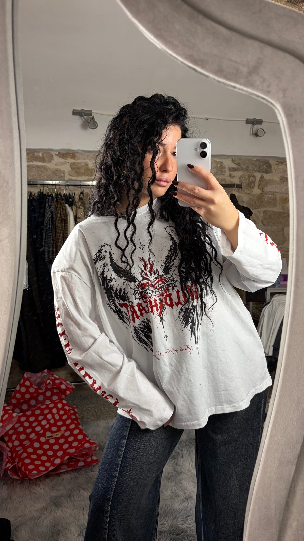Maglia longsleeve bianca Wild Heart - foto 1