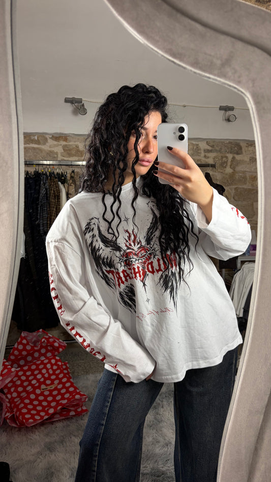Maglia longsleeve bianca Wild Heart - foto 1