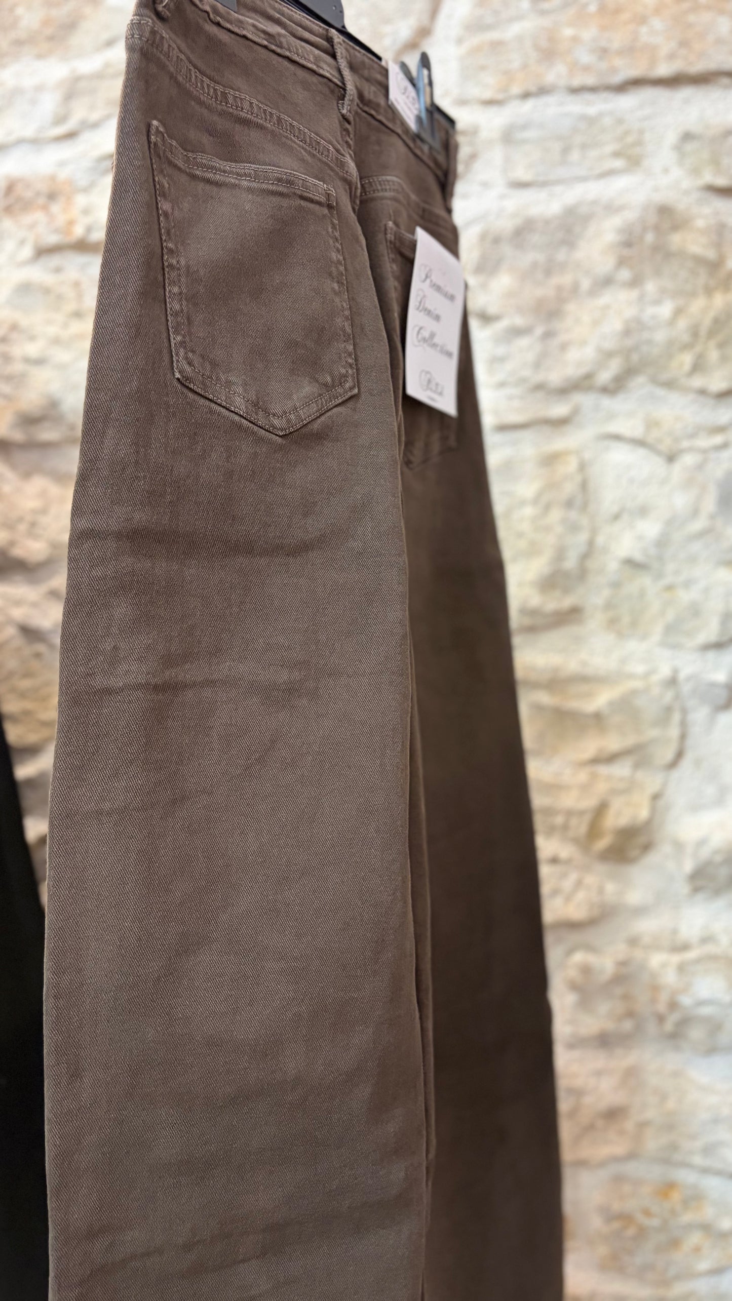 Jeans carpenter wide leg Double Waist in denim marrone - foto 5
