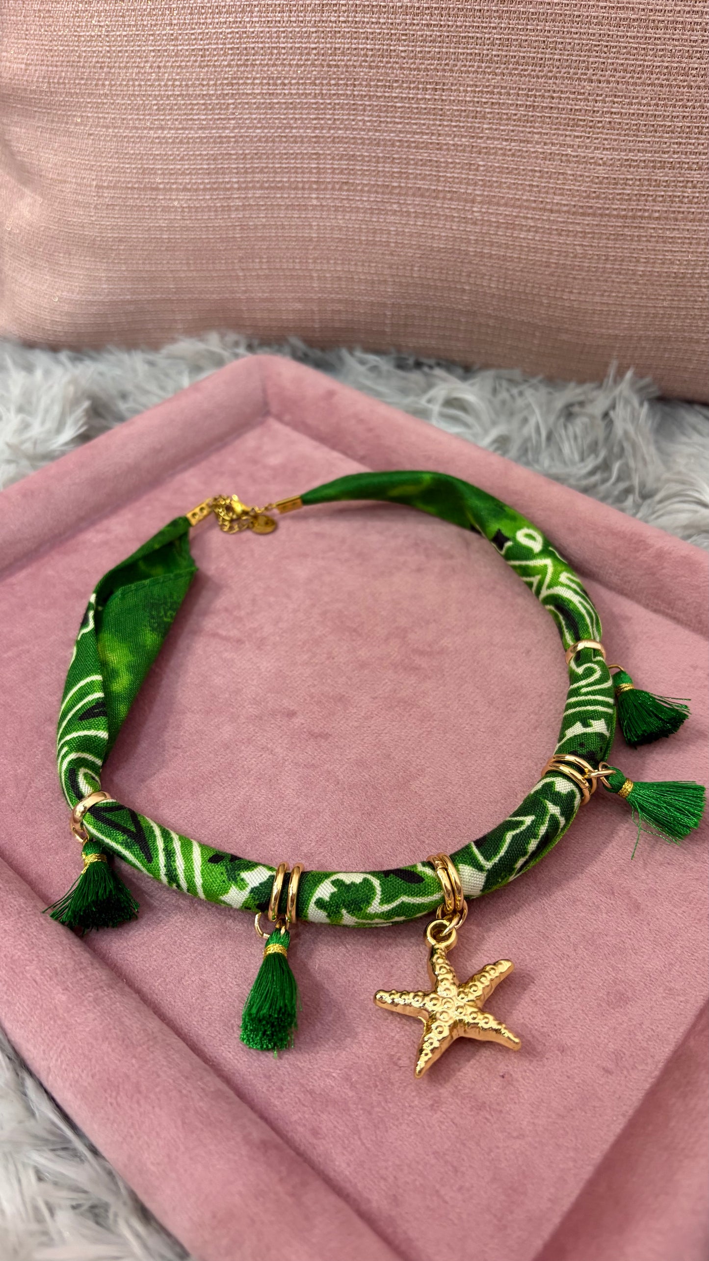 Collana choker foulard con ciondolo stella marina - foto 3
