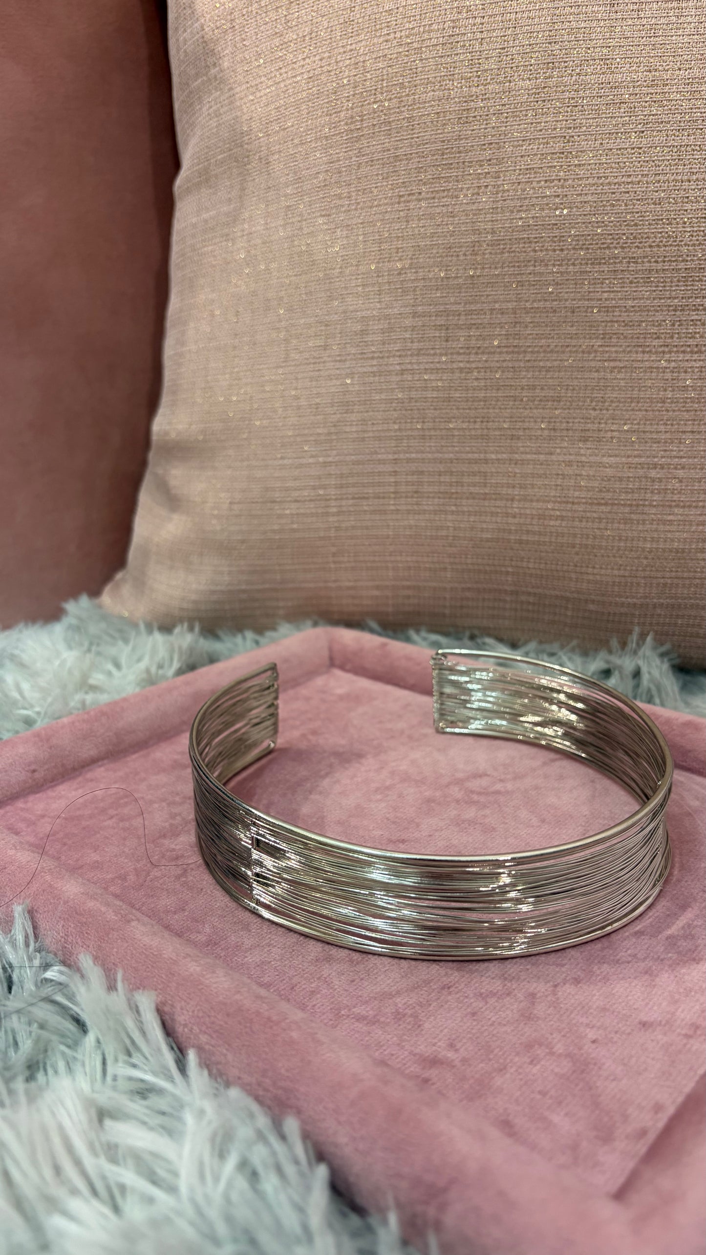 Collana girocollo rigida multifilo argento - foto 1