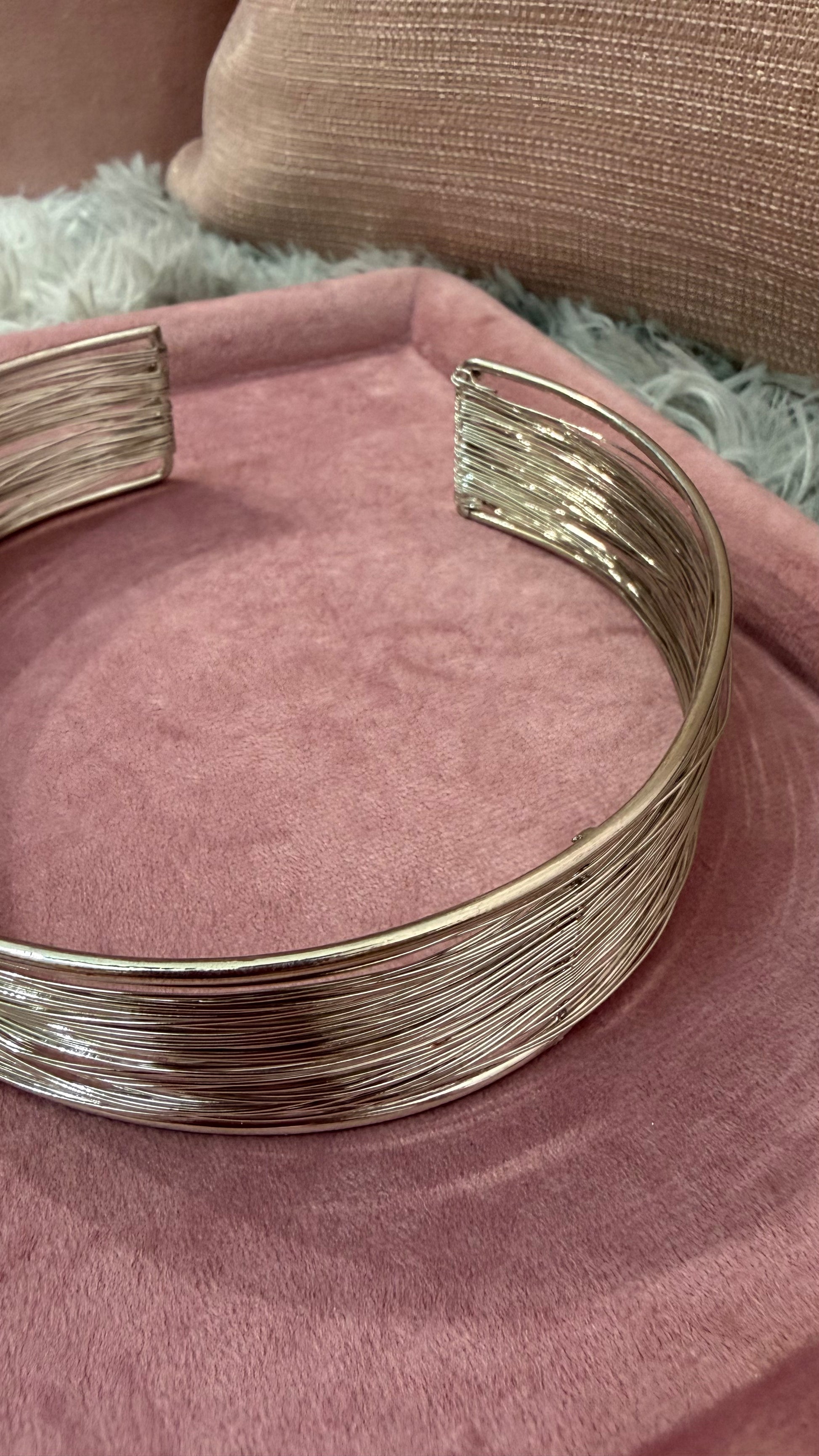 Collana girocollo rigida multifilo argento - foto 2