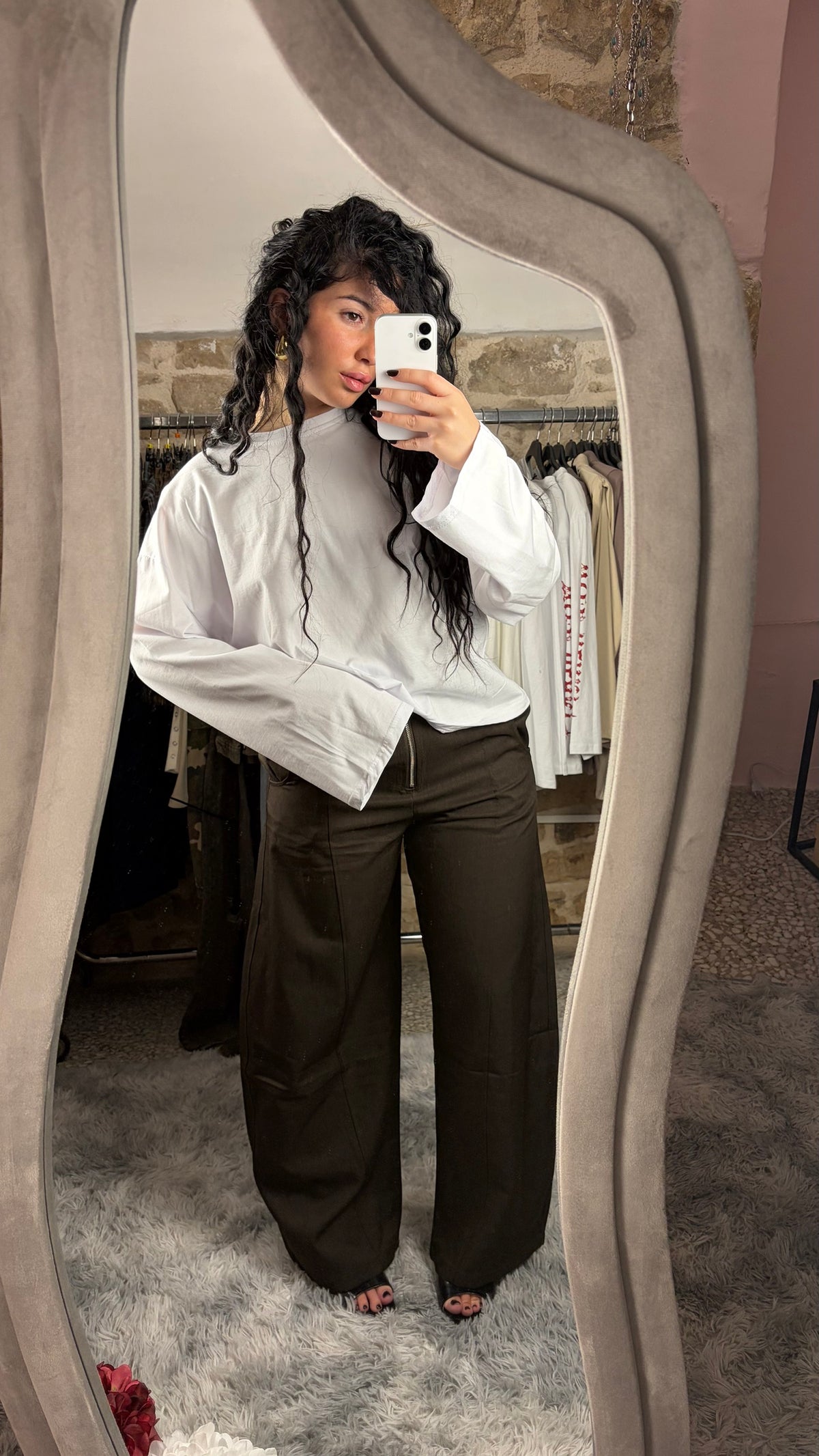 Longsleeve basic bianca, maniche ampie