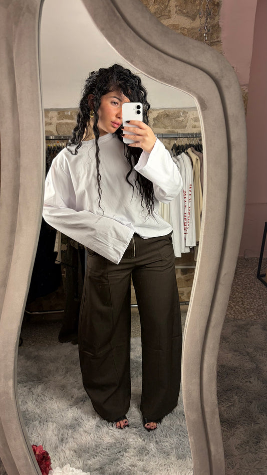 Longsleeve basic bianca, maniche ampie